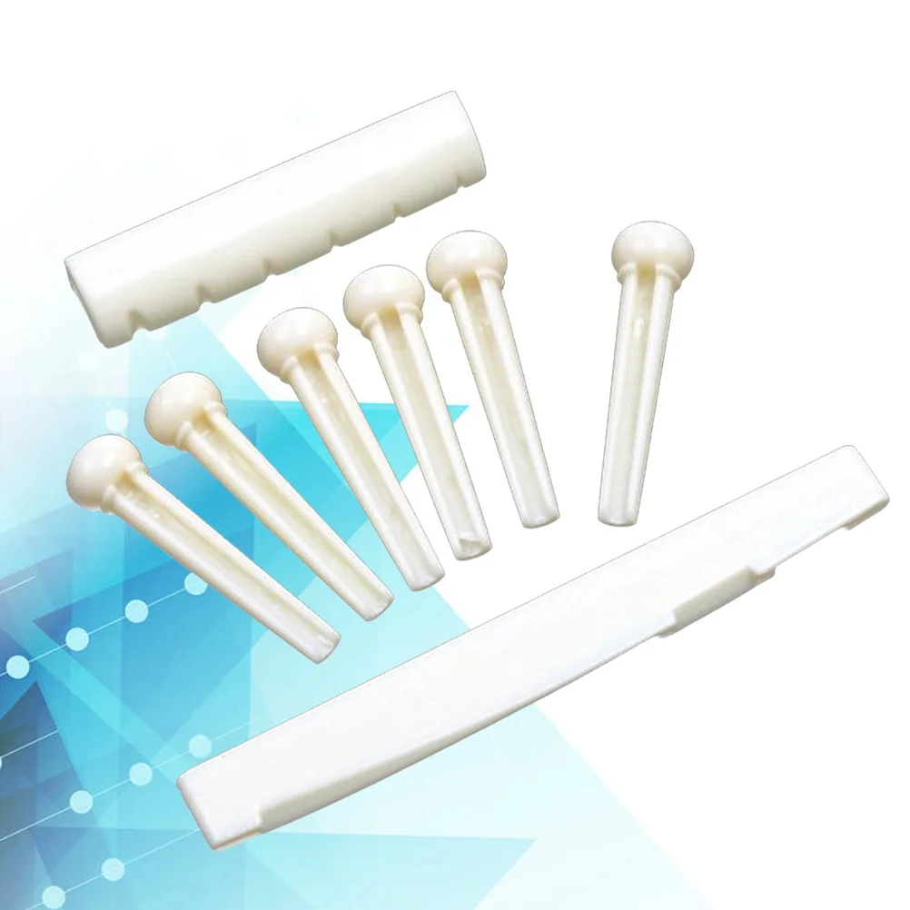 

Acoustic Guitar Bridge Saddle Nut Set ABS Material Durable Lightweight for Guitar Replacement and Collection Bridge Pin Set