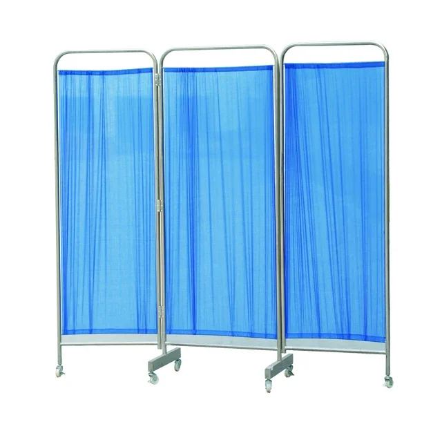 

3 Folding Hospital Medical Curtain Ward Screen With Wheels