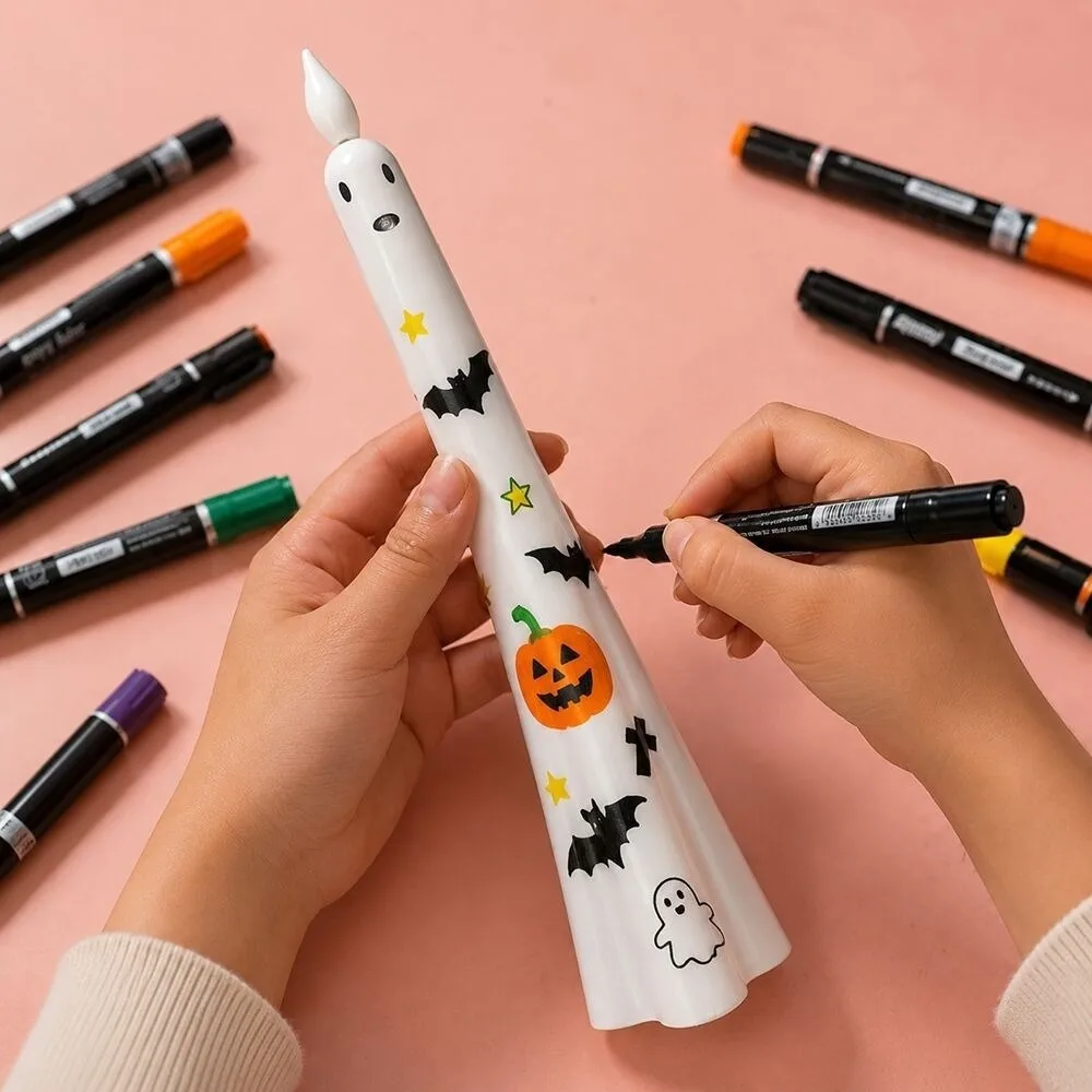 Realistic Flickering Halloween Electronic Candles Spooky Battery Operated Ghost LED Candles Light Sensitive Switch Soft Light