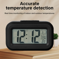 Mini LCD Digital Alarm Clock Date Week Temperature Display Electronic Table Clock Potable 12/24H Study Work Clock with Backlight