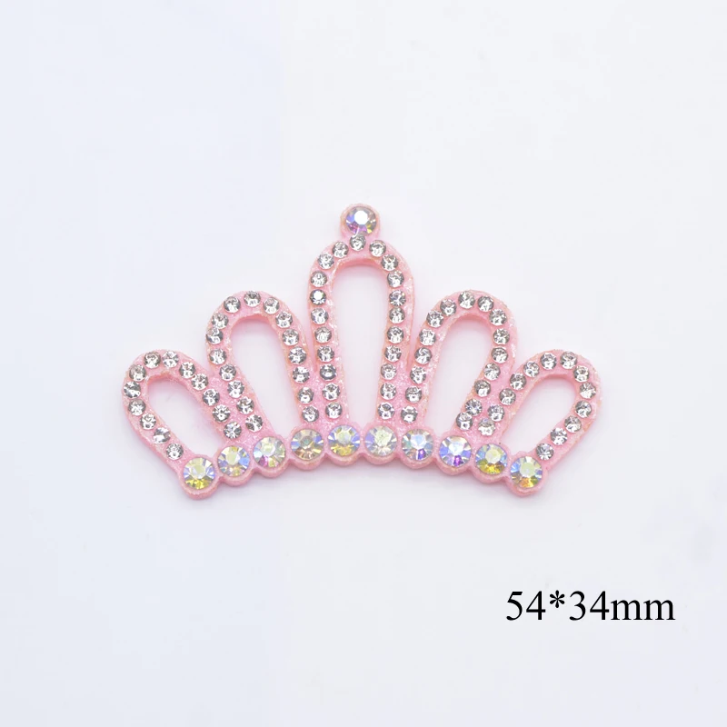 10Pcs Pink Padded Multiple Shaped Crown Rhinestone Applique for DIY Clothes Crafts Decor Patches Headwear Hair Bow Accessories