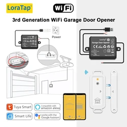 LoraTap Garage Door Wireless Sensor Opener Switch Controller Remote Control Tuya Smart Life Google Home Alexa Voice