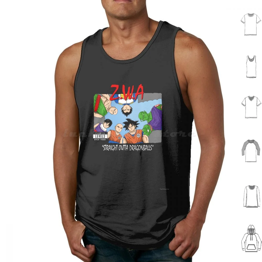 Straight Outta Tank Tops Vest Sleeveless Z Dbz Japan Anime Cartoon 90s Piccolo Krillin Nwa Japanese 80s Cartoons