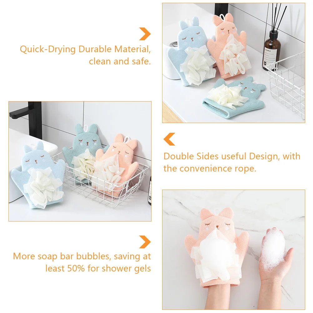 

2 pcs Bathing Gloves For Adults Double-Sided Exfoliating Sponge Scrubber Quick Dry Bath Loofahs Shower Accessories