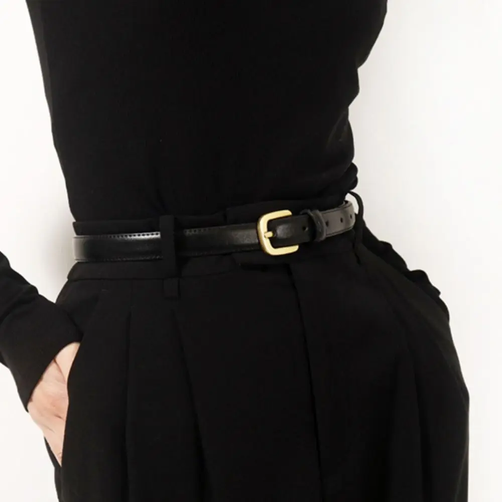 

Black Needle Buckle Leather Fashion Belt with Jeans Belt Korean Version PU Leather Waist Belt Strap Ins Korean Style Waistband