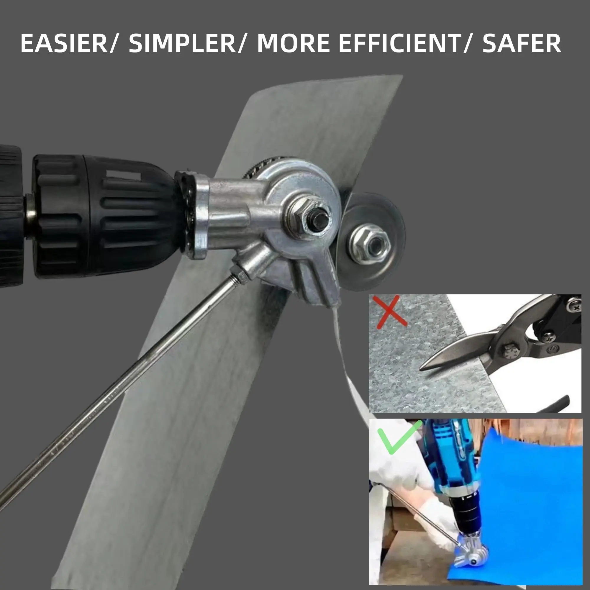 Electric Drill Plate Cutter Attachment Double Headed Iron Metal Sheet Cutter Plate Punch Scissors Free Cutting Tools