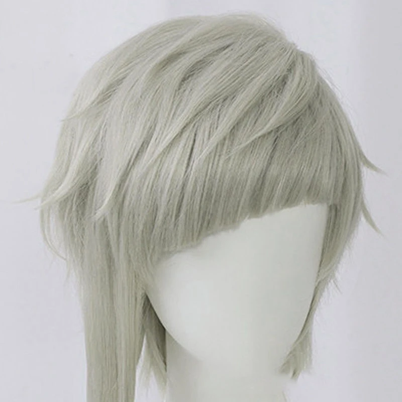 Peruka postaci męskiej z anime Bungo Stray Dogs, Nakajima Atsushi, nakrycie głowy do odgrywania ról, ozdoba głowy, krótkie włosy z grzywką na bok.