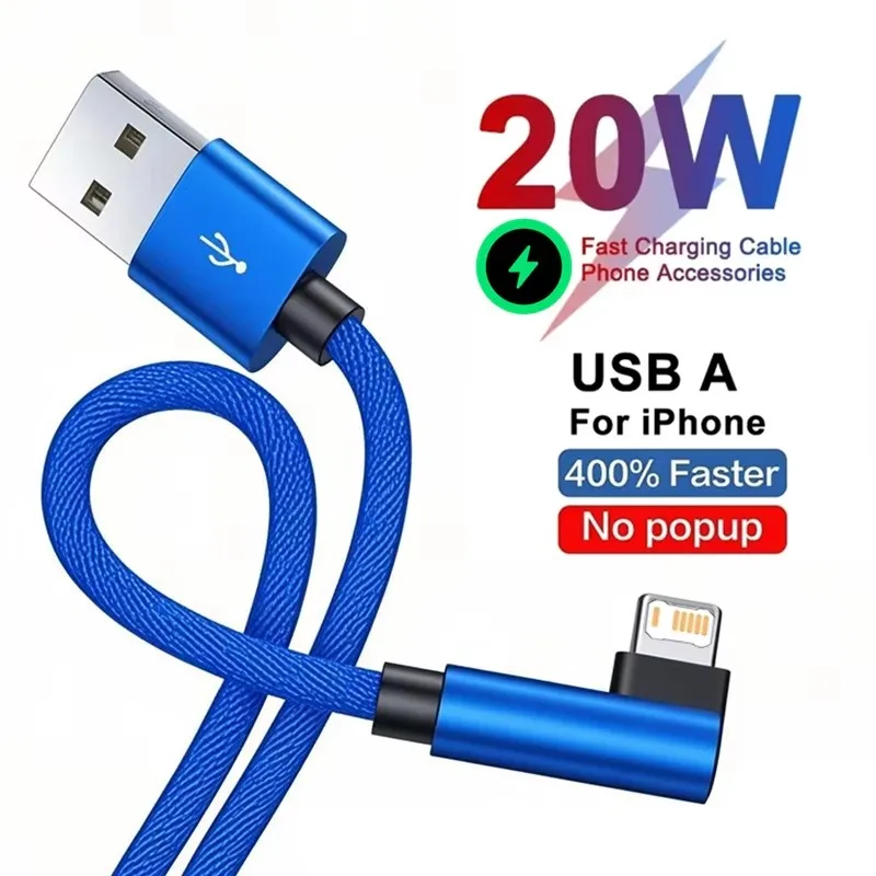 90 Degree Elbow Fast Charging Cable for iPhone 11 12 mini 13