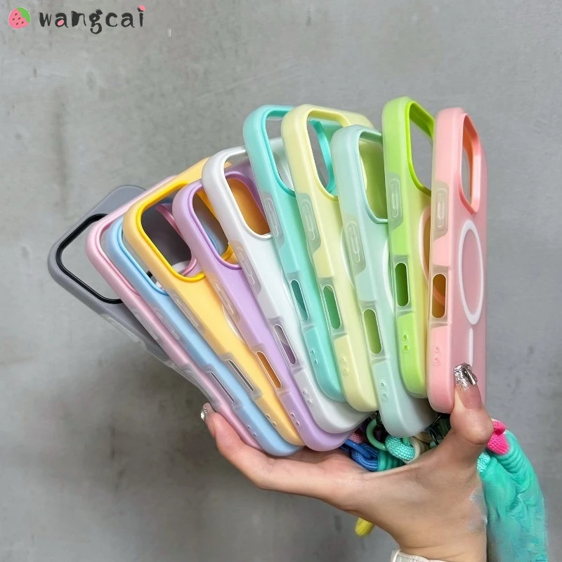 Per Xiaomi Poco M7 M6 Plus C75 C71 C65 C61 5G 4G Cover di lusso Cute Candy Color 3in1 Custodia per telefono senza fili con cinturino