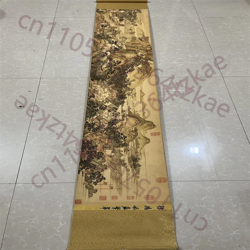 

Китайская древняя рисовая бумага, живопись каллиграфическими толками, «Разбогатевший Сучжоу» Сюяня, длинный рулонный рисунок