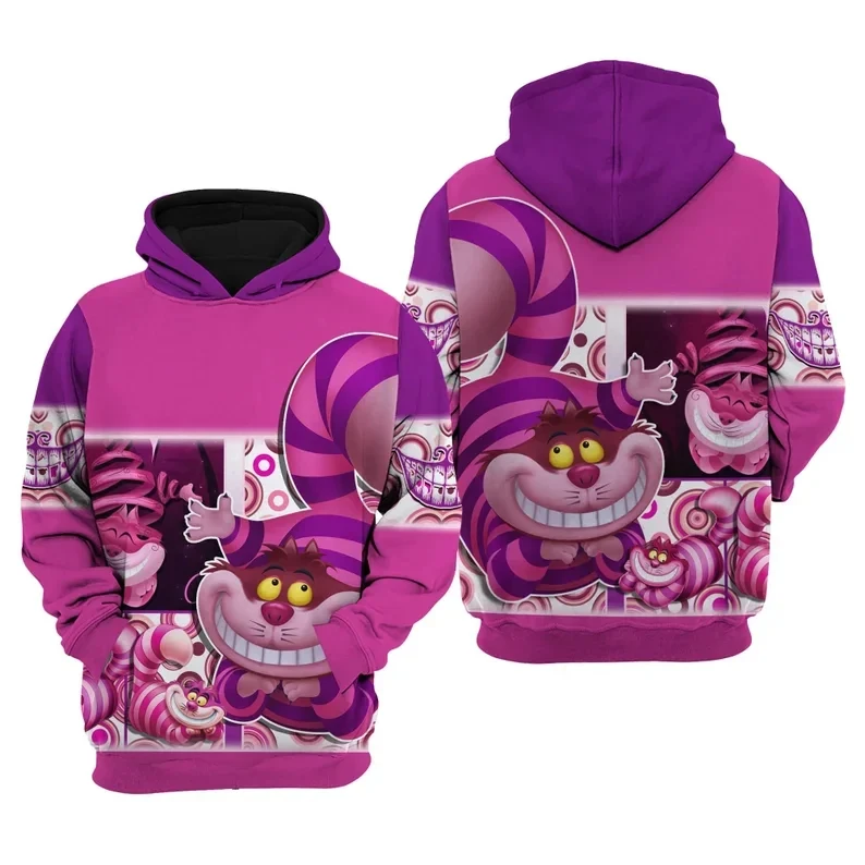 Autumn Winter Kids Cheshire Cat Hoodie Disney Cartoon Pullover Adult Casual Hooded Clothing Boys Girls Fashion Top Coat With Hat