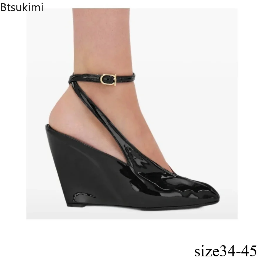 New Ladies' Open Toed Ankle Buckle Wrapped Fashionable High Heels New High-quality Shoes Ankle Buckle High Heels Wedge Sandals