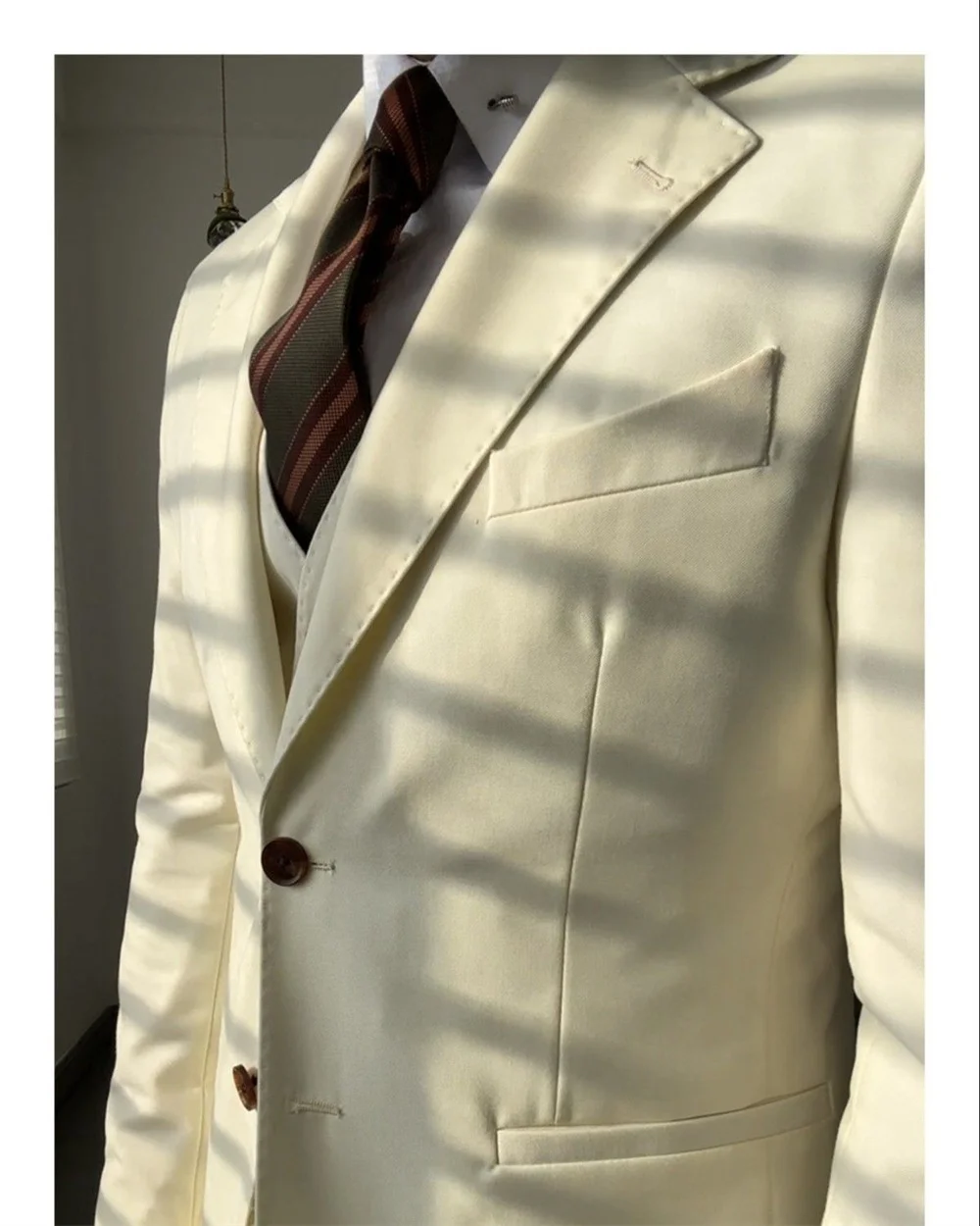 Handsome fashion temperament rice apricot suit casual business slim single-breasted suit high appearance level suit