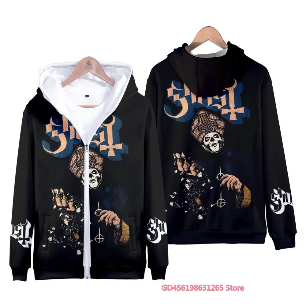 New Ghost Rock Band Tank Zipper Hoodie Harajuku Casual Sweatshirts Clothes Fashion Men/women Tops Streetwear Boys/girls Pullover