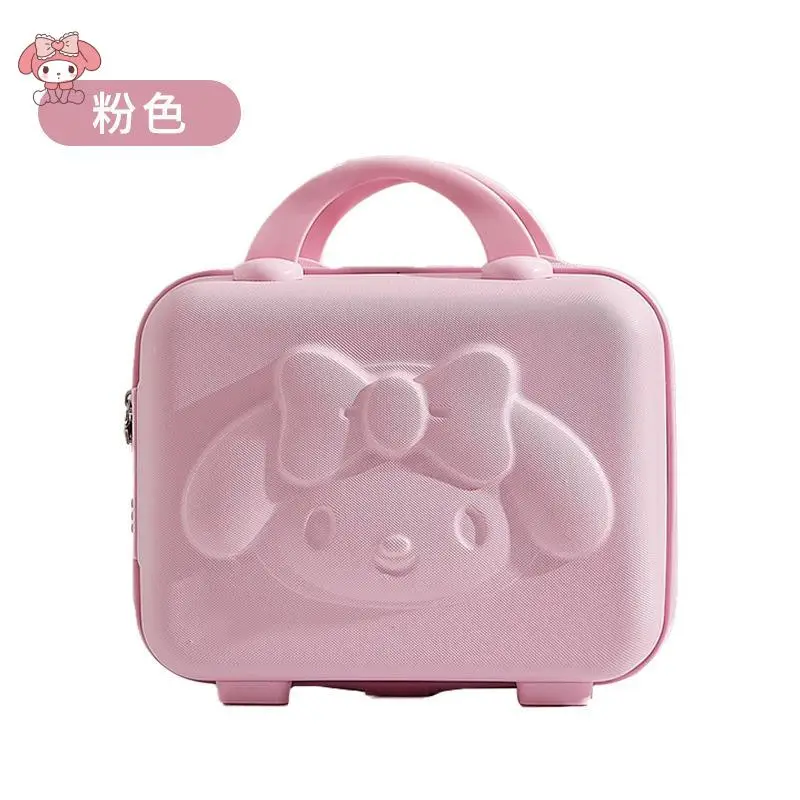 만화 Sanrios 마이 멜로디 수하물 상자 작은 암호 상자 화장품 케이스 가방 귀여운 휴대용 경량 축제 선물