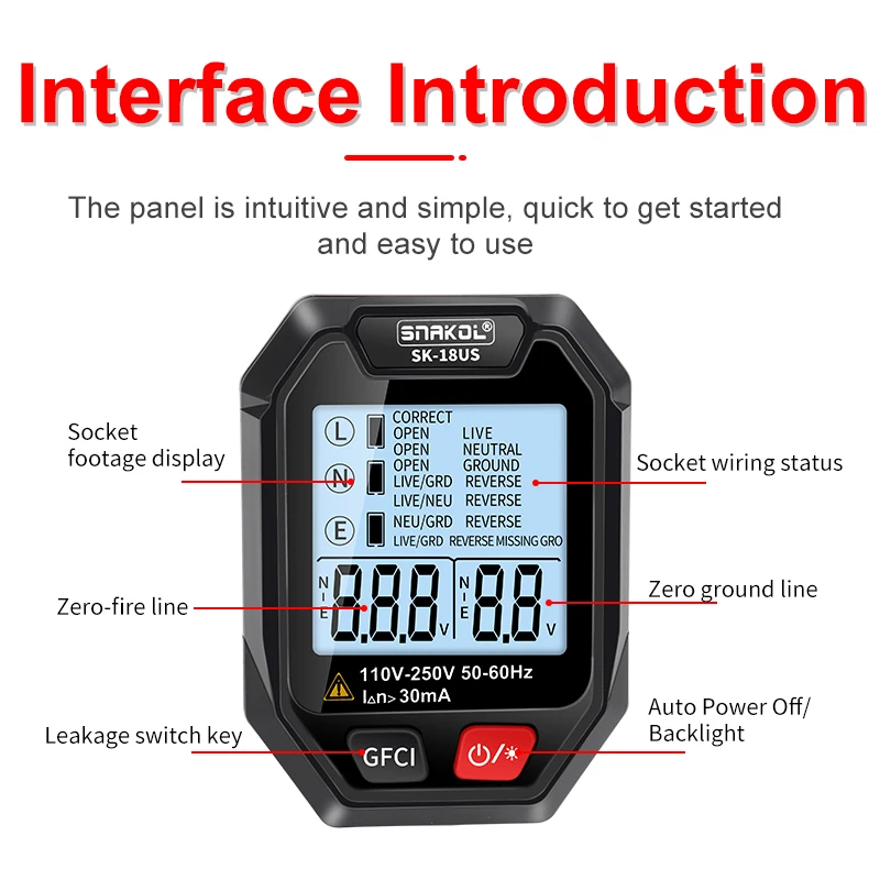 Digital Socket Tester Voltage RCD Test Socket Detector EU US UK Plug Ground Zero Line Polarity Phase Check Tools