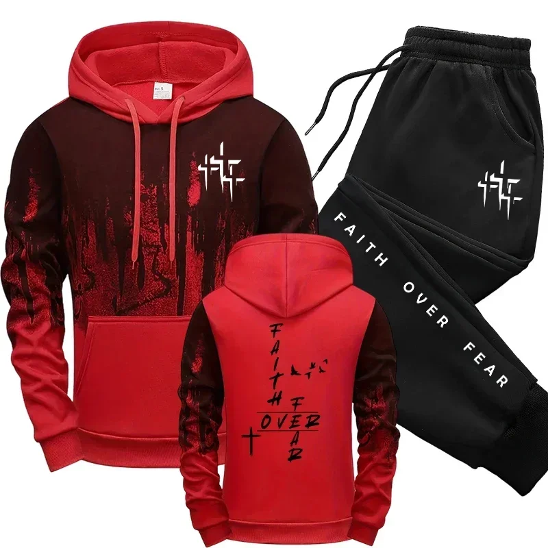 Fall Winter Daily Casual Fashion Sportswear Outdoor Jogger Fitness Outfit 2026 New in Men's Tracksuit Hoodie&sweatpants 2pcs Set