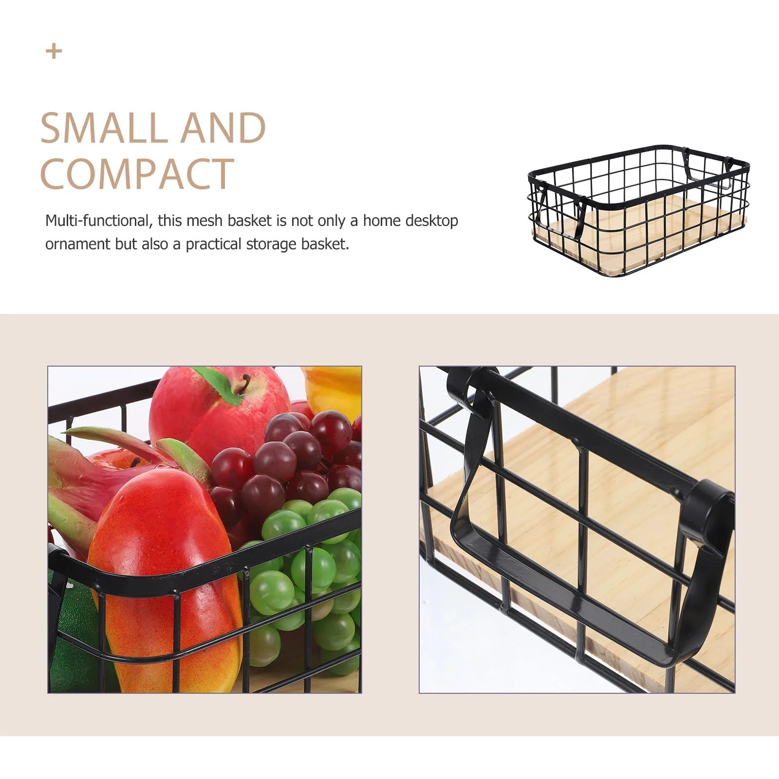 

Metal Wire Storage Basket Sturdy Iron Mesh Kitchen Organizer Small Basket with Handle for Fruit Vegetable Storage