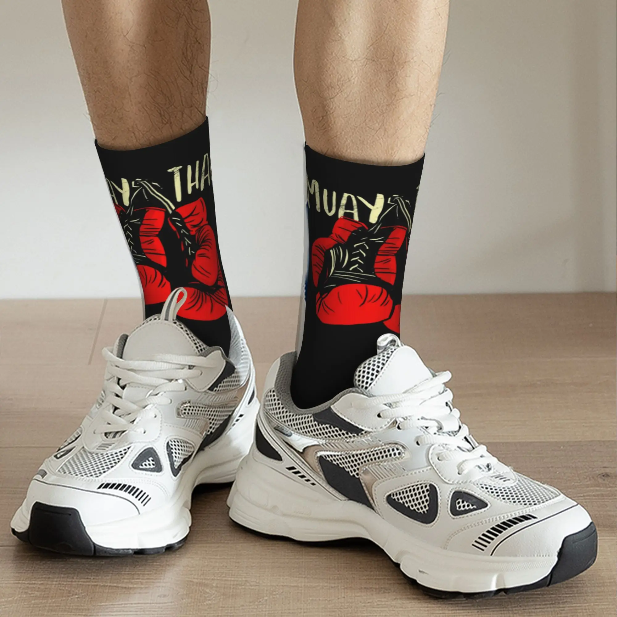Custom Muay Thai Gloves Men Women Crew Socks Unisex Cute Thailand Boxing Fighter Spring Summer Autumn Winter Dress Socks - view 5
