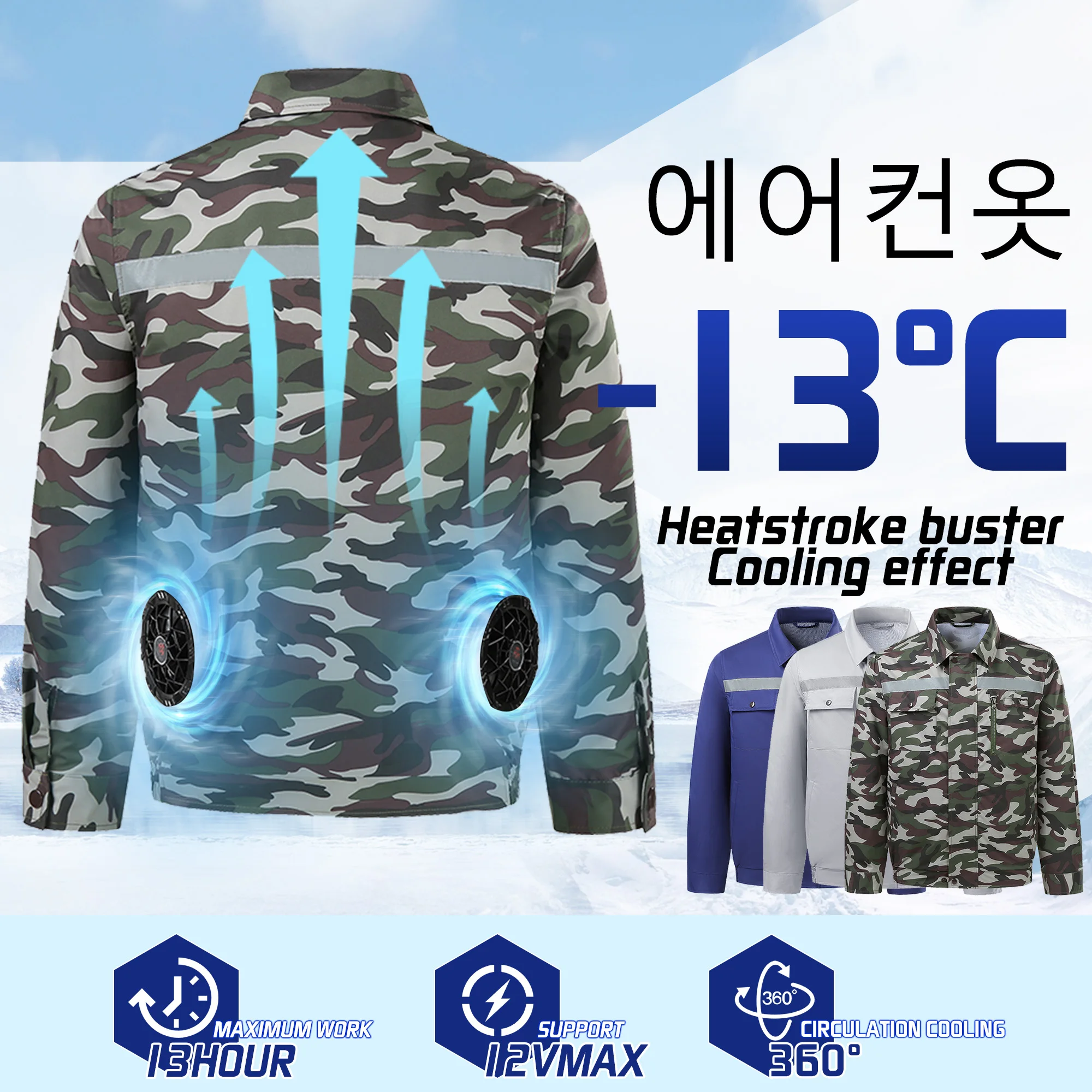 Cool Fan Jacket Ice Jacket Usb Air-conditioning Suit Cooling Summer Fishing Heat Protection Camouflage Work Clothes Fan Jacket