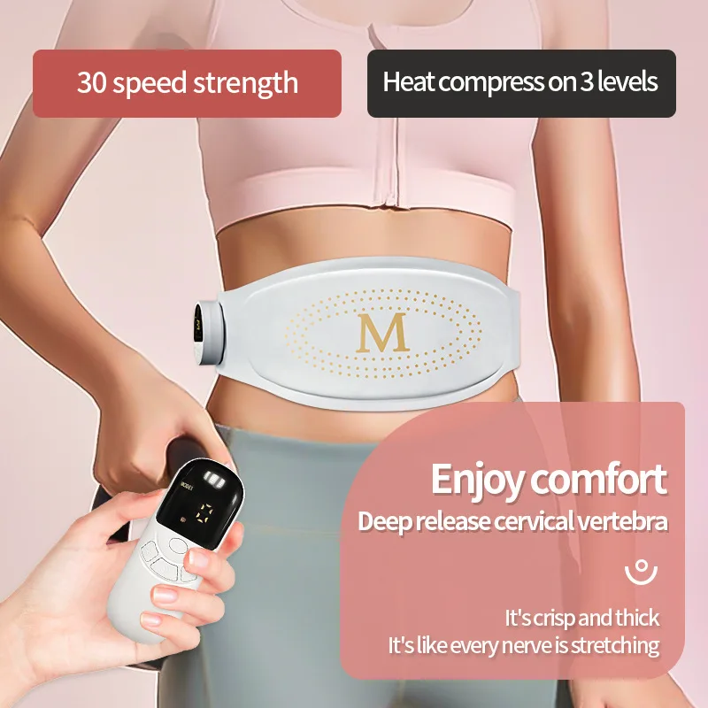 Heating Massage Belt EMS Waist Belt Portable Waist Massager Cordless Vibration Heat Massager For Women Abdomen Waist Daily Care