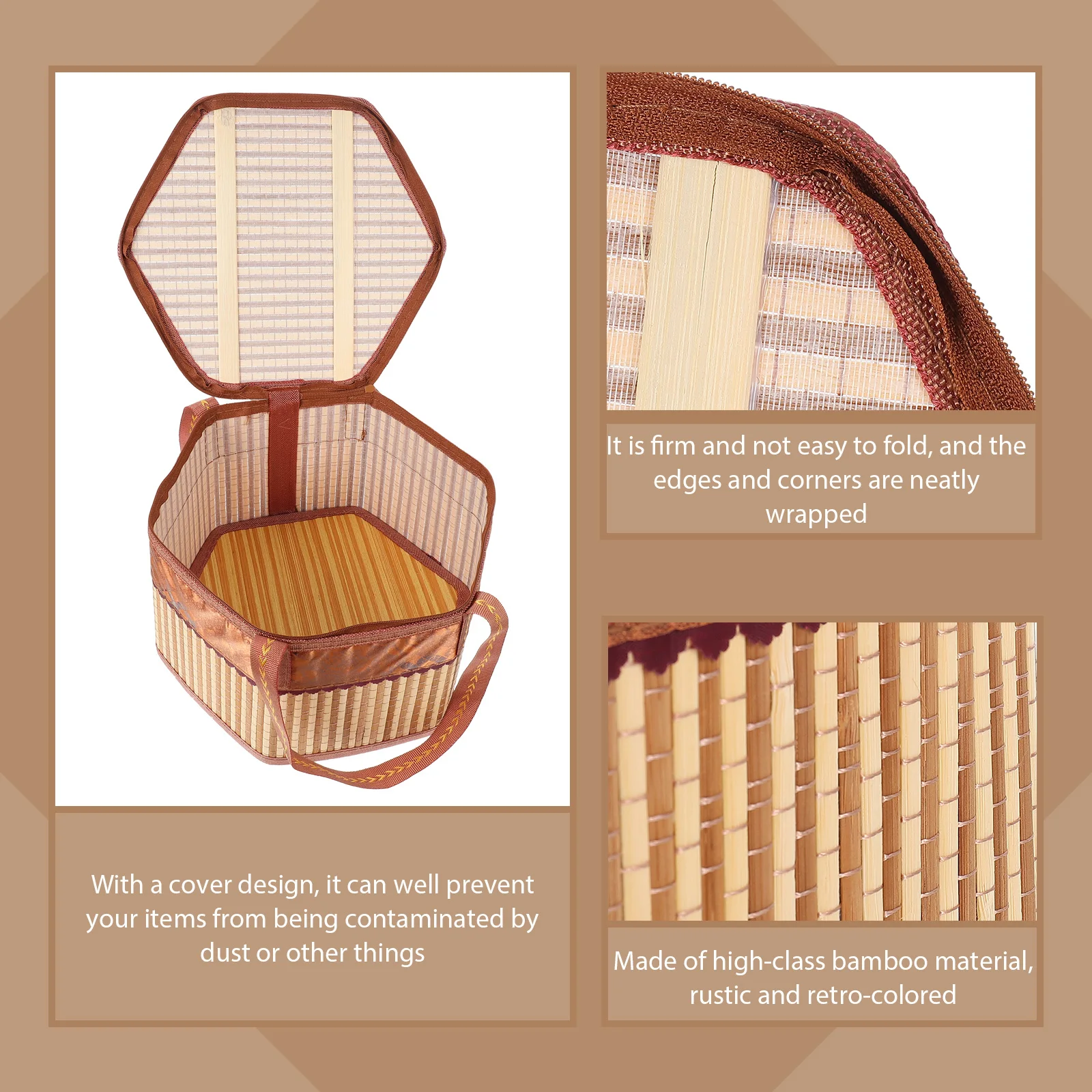 

Large Capacity Woven Bamboo Basket For Picnic Fruit Egg Storage Crabs Wrapping Mooncake Gift Container Multi-Function Food
