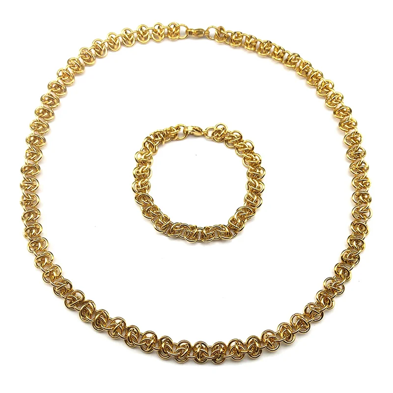 Chunky Knotted Circle Link Chain Necklace for Women Men Gold Color Stainless Steel Hiphop Necklace Male Chains Jewelry