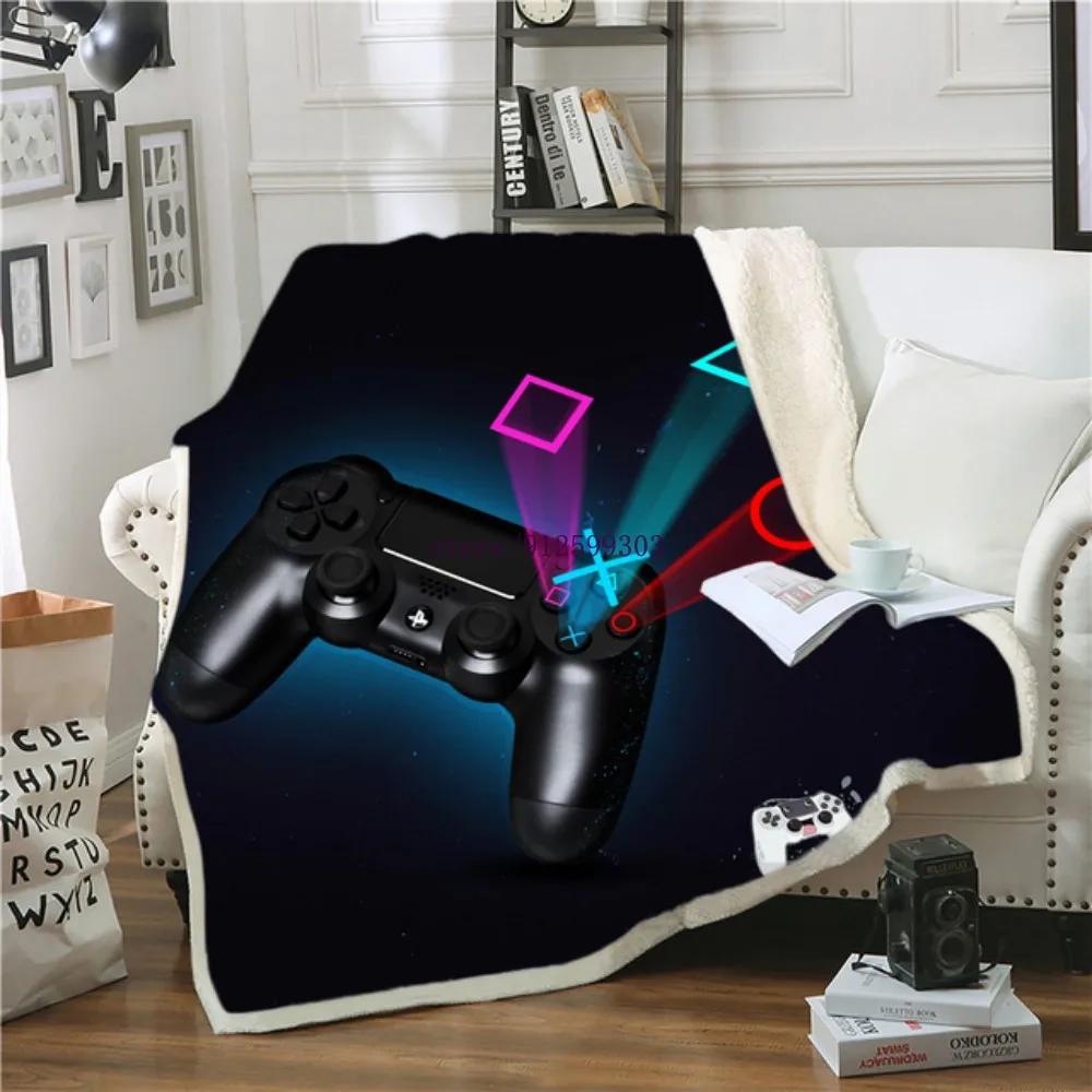 Kids Gamepad Game Fleece Blanket Gamer Gift Fashion Bedspread Velvet Plush Soft Comfortable Camping Aircraft Blankets Home Decor