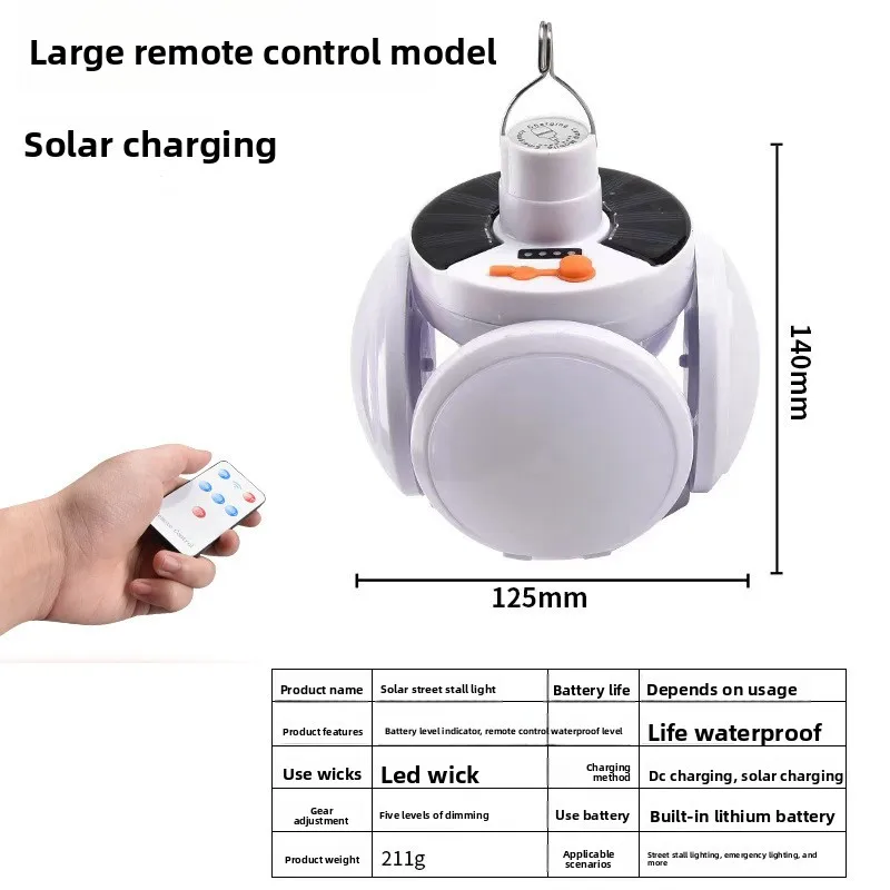

Solar Powered LED Emergency Bulb, Super Bright Foldable Light for Outdoor Camping Household Power Cut