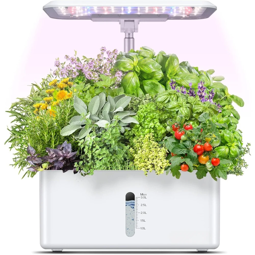 Hydroponic Planting System, Indoor Herb Garden with Growth Lights, Silent Automatic Hydroponic Height Adjustable