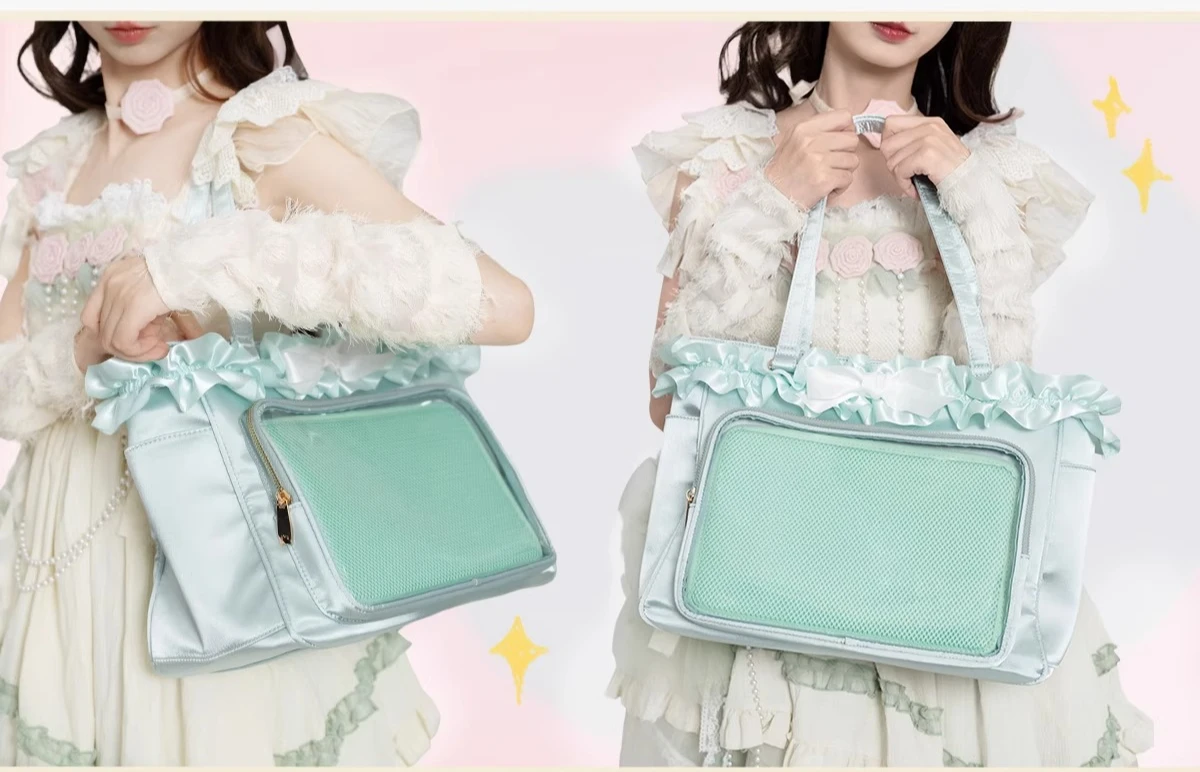 Style Ballet japonais ruban Lolita Satin fourre-tout Ltabag sac à bandoulière bidimensionnel grande capacité ruban sac à main de banlieue femme