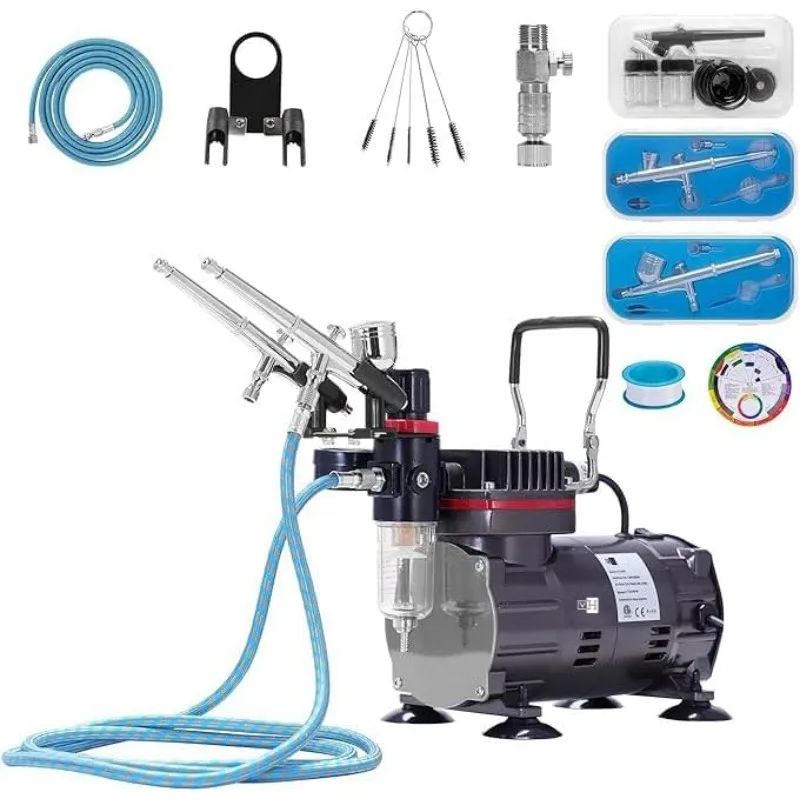 

VIVOHOME Airbrush Kit with 1/5 HP Air Compressor and 3 Dual Action Professional Airbrush Gun, Gravity and Siphon Feed