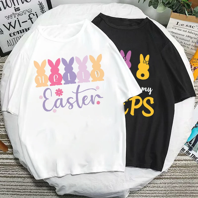 Easter Bunny TShirt กระต่ายอีสเตอร์วันไข่วันเด็กหญิงเด็ก Tee Casual แฟชั่น Streetwear Unisex เสื้อยืดขนาดใหญ่ Camisetas