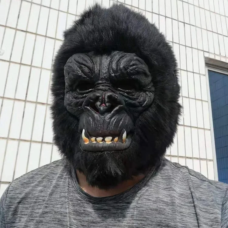 King Kong Maske Horror Tier Gorilla Affe Maske Neuheit Halloween Cosplay Kostüm Kopfbedeckung Tier Party Schimpanse Vollkopfmaske