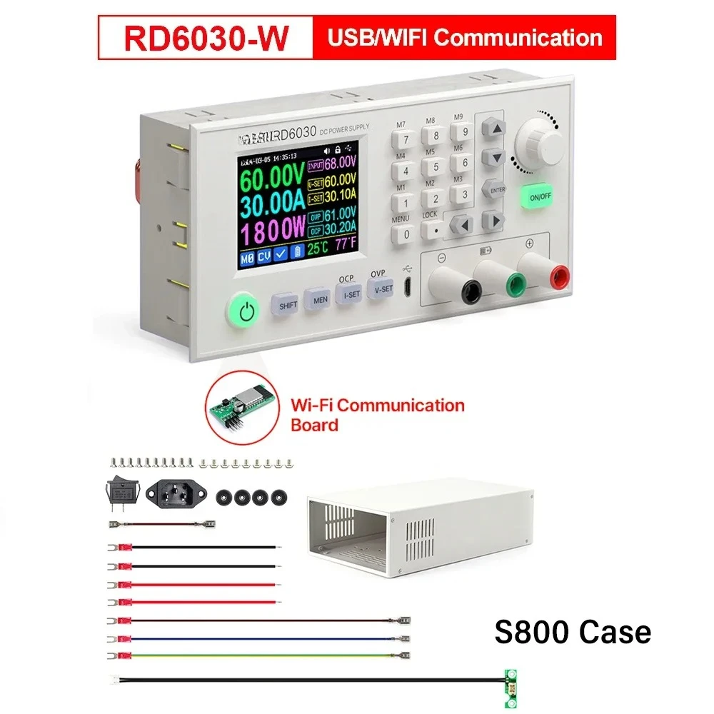 RD RD6030 RD6030W 60V 30A DC Adjustable Step Down Voltage Bench Regulated Power Supply Buck Converter Battery Charging&1800W PSU