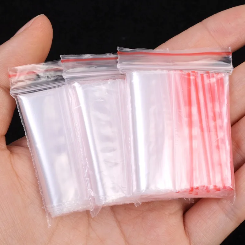 100Pcs/Set Transparent Self-sealing Bags Food Preservation Storage Bag Zip Plastic Reclosable Reusable Jewelry Packaging Pouch