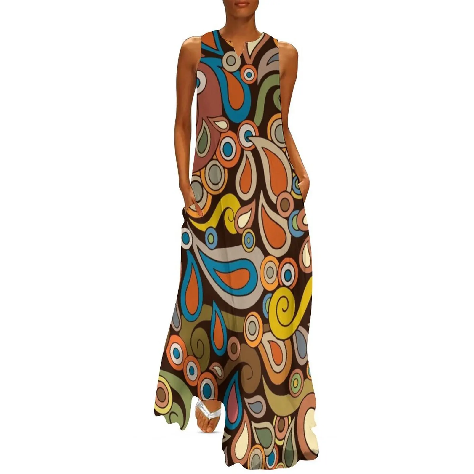 

Hand drawn Retro Vintage Funky Design Long Dress prom dresses elegant party dress for women 2025 Cocktail of dresses Dress