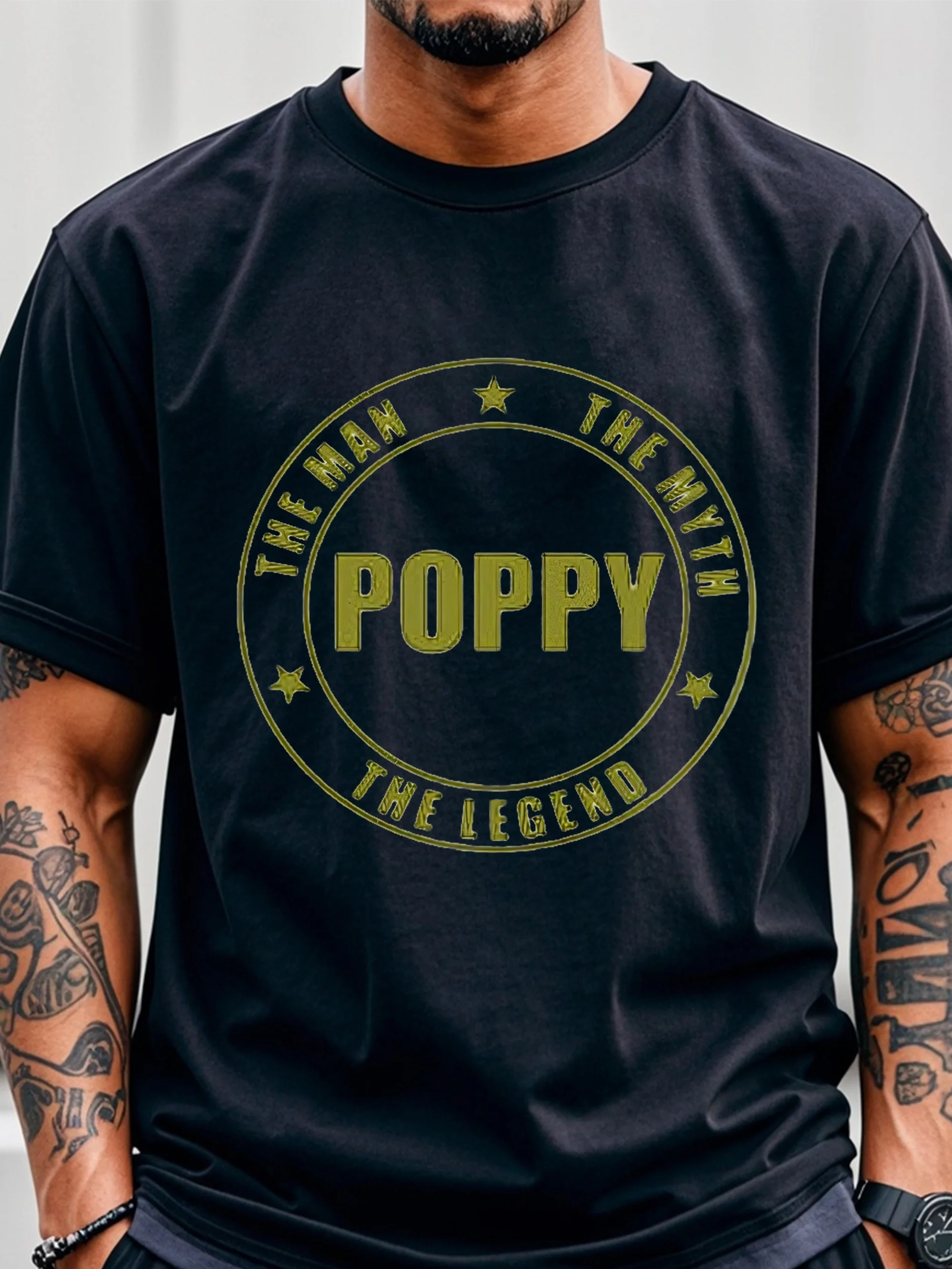 

The Man The Myt Poppy The Legend Father's Day Gift Quick-Dry, Breathable, Comfort Fit Crew Neck T-Shirt For Men