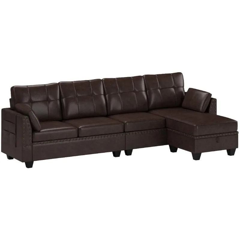 Wende-Schnitts ofa L-Form Sofa Cabrio Couch 4-Sitzer Sofas Schnitt für Wohnung dunkel grau