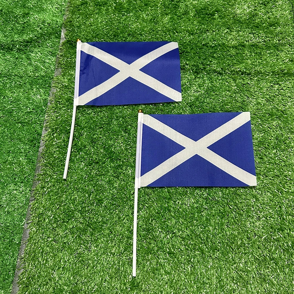 SKY FLAG Scotland hand Flag 10/20/50/100pcs 21*14cm Scotland Hand Waving Flags With plastic pole For Sports Activity Home Decor