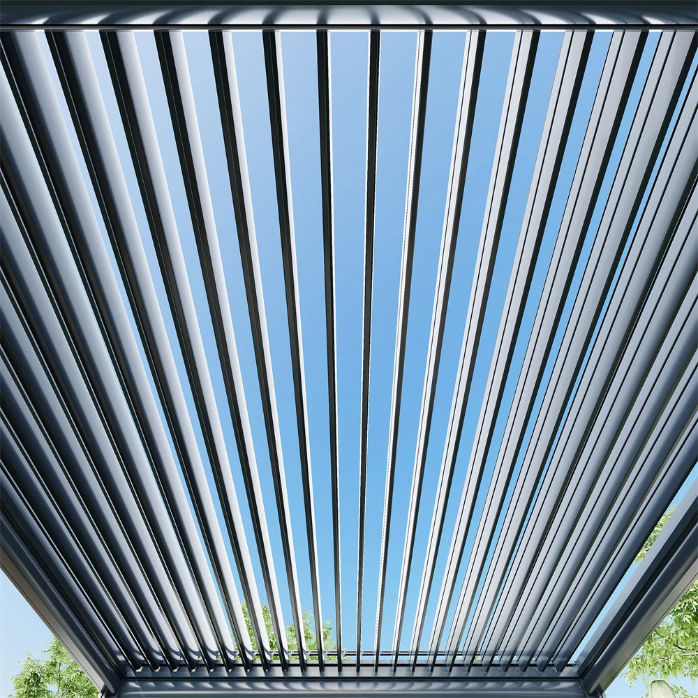 Outdoor Pergola, Waterproof Louvered Roof, Aluminum Gazebo, Motorized, Bioclimatic Pavilion, OEM Custom Garden Patio Shelter