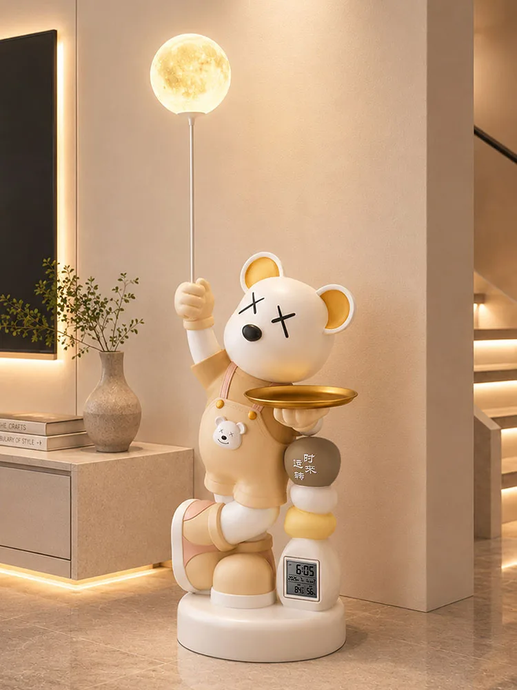 Home Decor Vitality Bear Statue Tray Storage Rack Floor Decor Living Room Animal Sculpture Side Table Ornament Housewarming Gift
