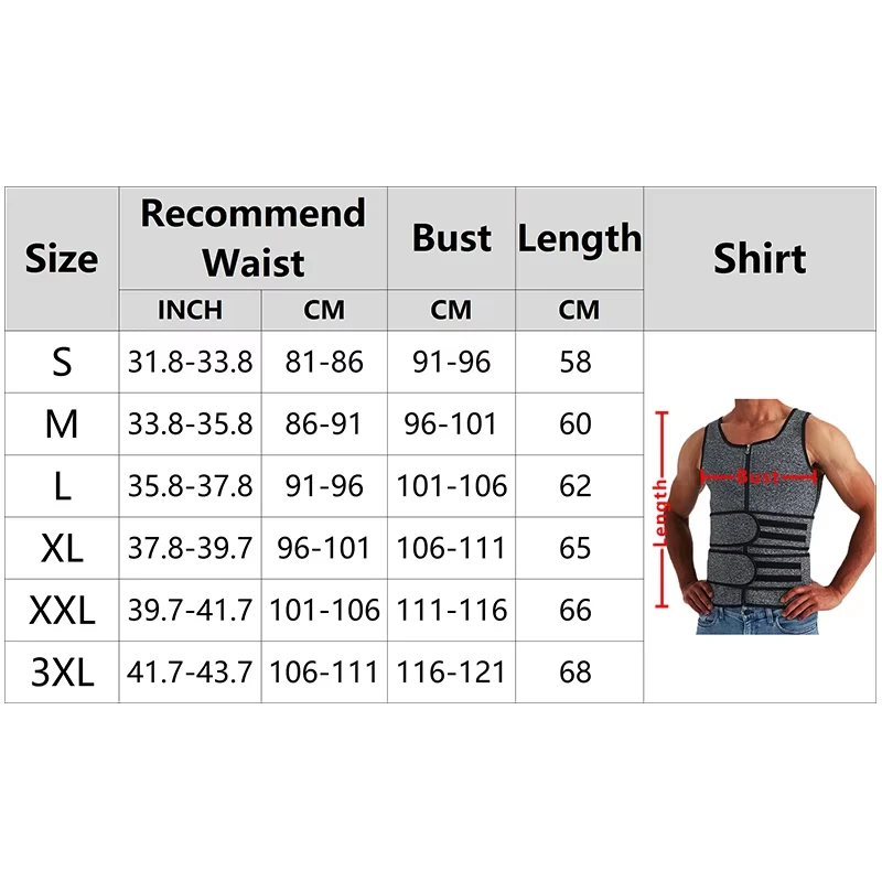 Men\'s Body Shaper Waist Trainer Sauna Vest Double Belt Sweat Shirt Corset Top Abdomen Slimming Shapewear Fat Burn Fitness Suits