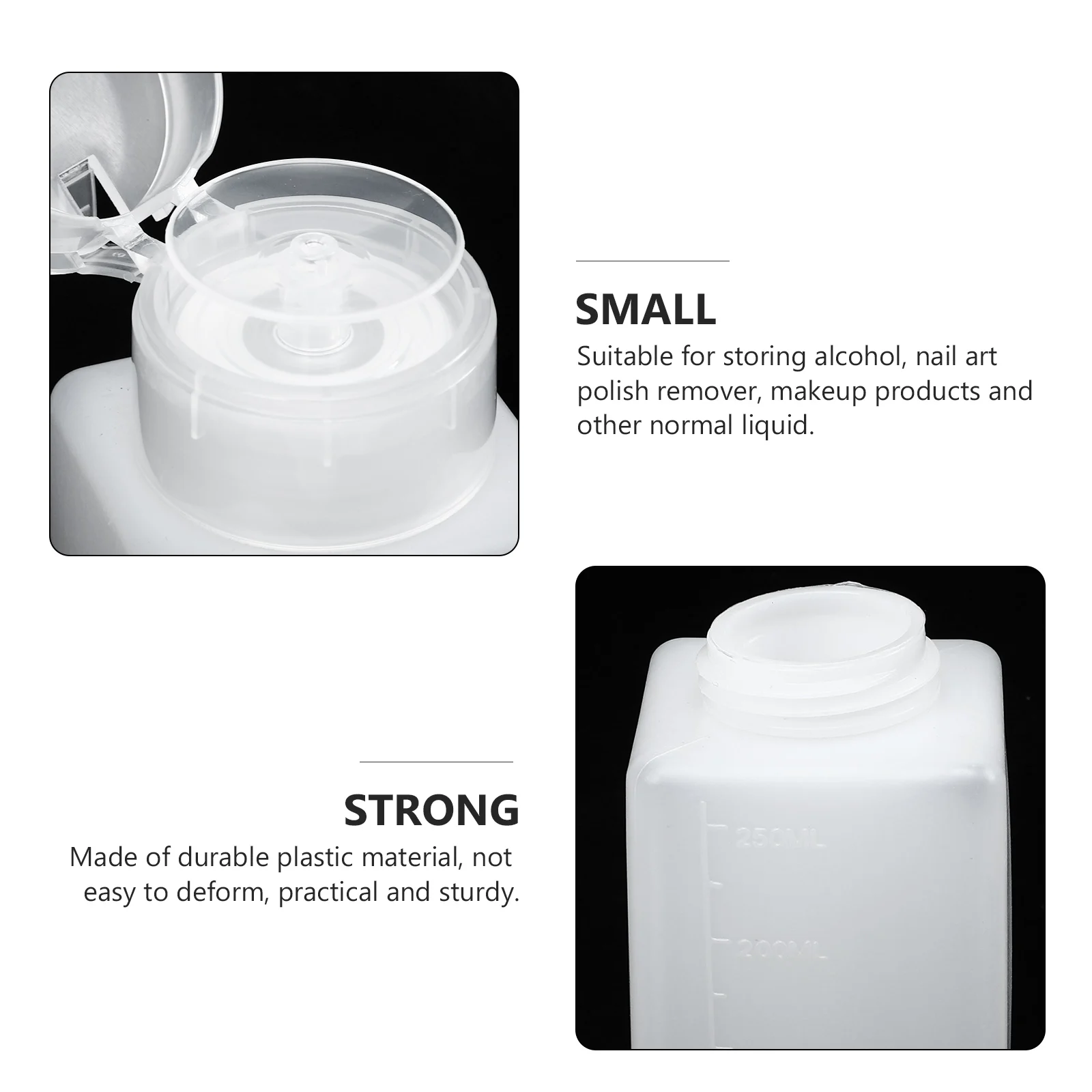 

3pcs Alcohol Bottle Durable Push-Down Pump Dispenser For Liquid Makeup Remover Nail Art Cleaner Travel Container Leak-Proof