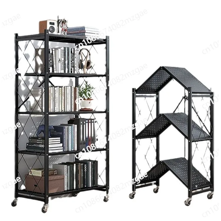

Kitchen free installation floor rack living room study folding storage rack movable living room, storage rack