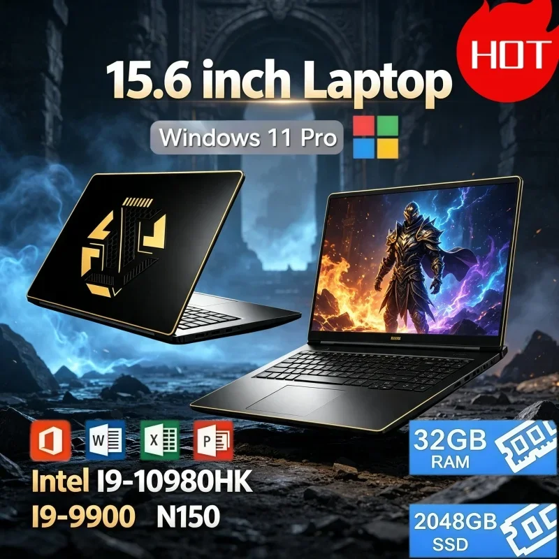 15.6 Inch Home Business Laptop Intel I9‑10980HK I9‑9900 N150 Windows 11 32GB RAM 2TB SSD Ultra‑Thin Portable Notebook Computer