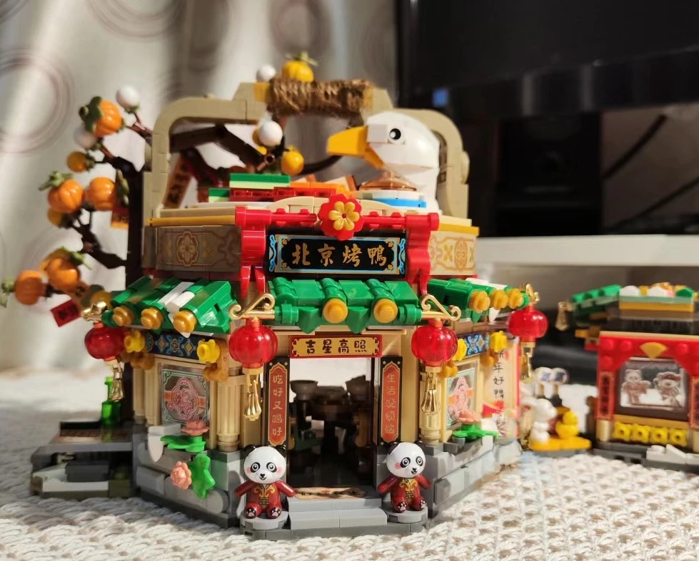 LOZ 1955 mini Blocks Building Bricks Toys Panda Roast Duck Restauant Puzzle Chinese New Year  Architecture Gift Home Decor