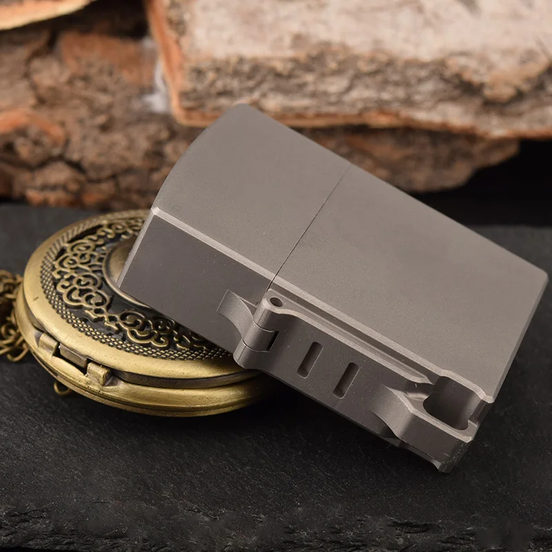 Imagem -03 - Edc Titanium Alloy Square Box Dobradiça Grande Shell Grosso Windproof Caminhada Handle Outdoor Camping Ferramentas Portáteis Presente