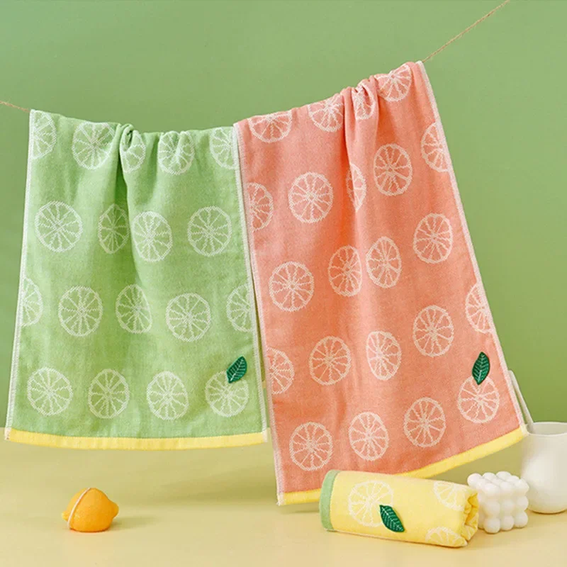 

1Pc 25x50cm Cotton Gauze Lemon Fruit 3D Leaf Absorbent Soft Home Life Bathroom Children Hand Towel