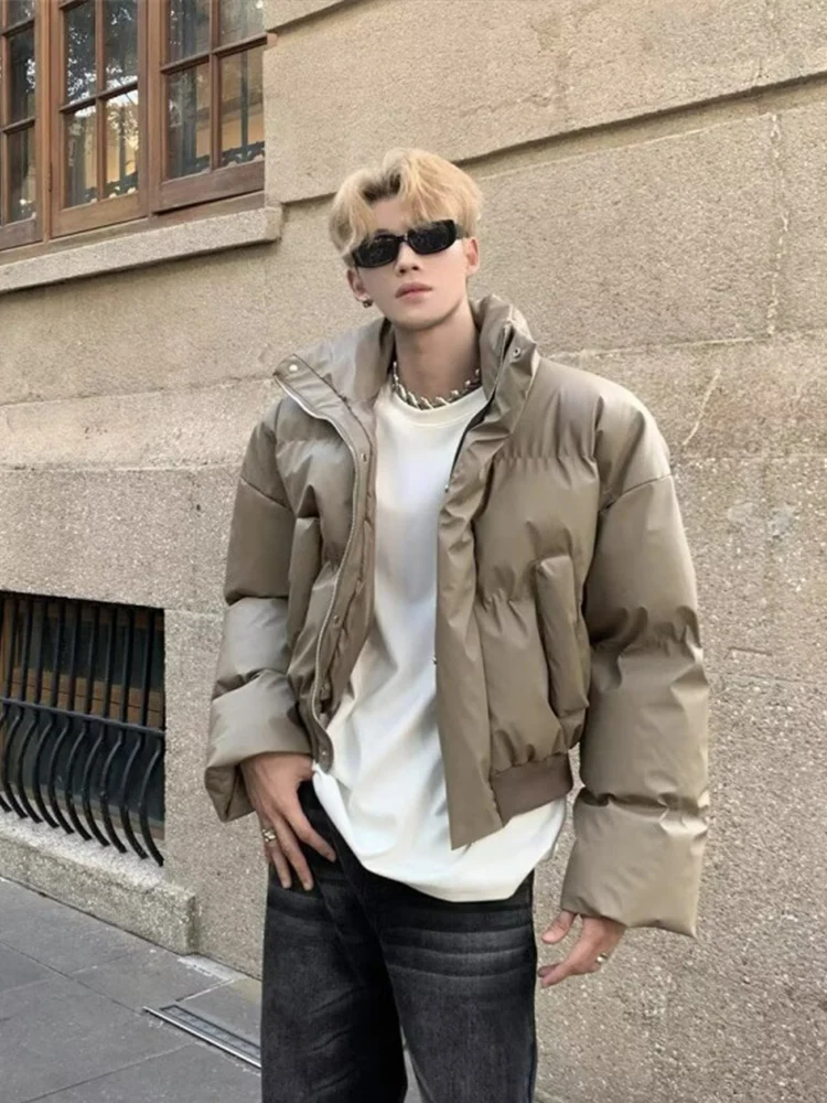 

Cleanfit ort Brown PU down Cotton Jaet Men's Thiened American High Street High-End Feel Outerwear Winter Coat